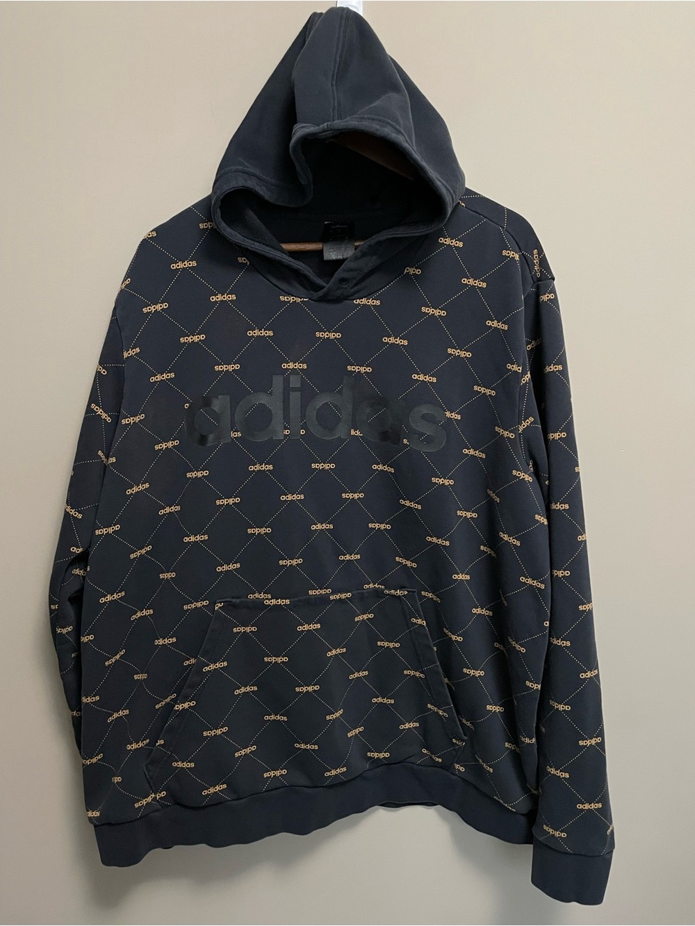 Adidas Black & Gold Logo Hoodie Men’s 2XL